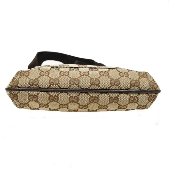 GUCCI Logo GG Pattern Shoulder Bag Canvas Leather Brown Italy - Picture 6 of 14